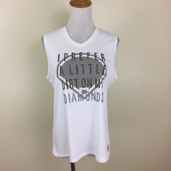 ADIDAS ClimaLite  White Gray Silver Glitter DIRT DIAMONDS Etc Print Tank Top - Picture 5 of 11